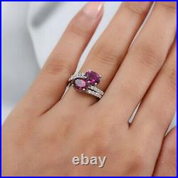 925 Sterling Silver Purple Garnet Cubic Zirconia CZ Bypass Ring Size 7 Ct 4.1