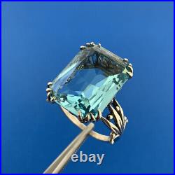 925 Sterling Silver Rectangle Blue Cubic Zirconia CZ Statement Ring