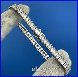925 Sterling Silver Rectangle Cubic Zirconia Statement Tennis Bracelet