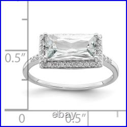925 Sterling Silver Rectangular Halo Cubic Zirconia CZ Ring