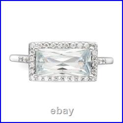 925 Sterling Silver Rectangular Halo Cubic Zirconia CZ Ring