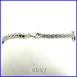 925 Sterling Silver Rhodium Finish Evil Cubic Zirconia & Enamel Tennis Bracelet