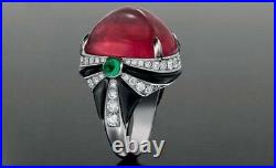 925 Sterling Silver Ring Cubic Zirconia 14k Jewelry Red Sugarloaf Round Onyx
