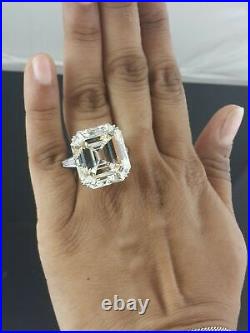 925 Sterling Silver Ring Cubic Zirconia Liz Taylor Inspired 35ct MN Asscher