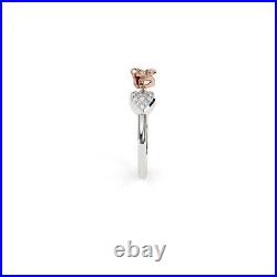 925 Sterling Silver Rose Flower Statement Heart Ring Cubic Zirconia All Size