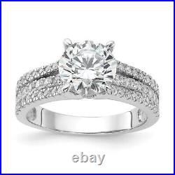 925 Sterling Silver Round Cubic Zirconia Engagement Ring Size 7