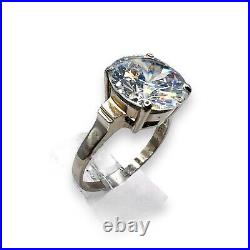 925 Sterling Silver Round Faceted Cubic Zirconia 11.5mm Stone Ring Size 9