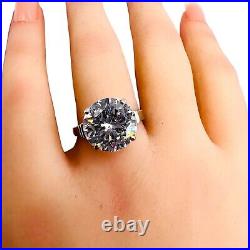 925 Sterling Silver Round Faceted Cubic Zirconia 11.5mm Stone Ring Size 9