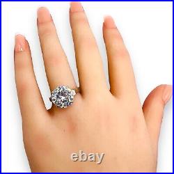 925 Sterling Silver Round Faceted Cubic Zirconia 11.5mm Stone Ring Size 9