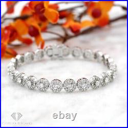 925 Sterling Silver Round Halo Cluster Tennis Bracelet, Cubic Zirconia Bracelet