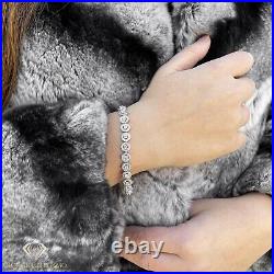 925 Sterling Silver Round Halo Cluster Tennis Bracelet, Cubic Zirconia Bracelet