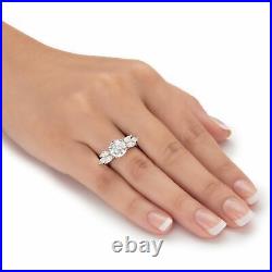 925 Sterling Silver Round and Marquise Cubic Zirconia Engagement Ring