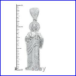 925 Sterling Silver Saint Jude Pendant with Cubic Zirconia CZ St. Judas