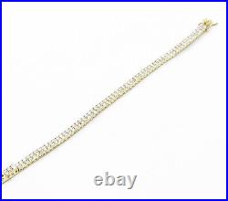 925 Sterling Silver Shiny Cubic Zirconia Gold Plated Tennis Bracelet BT6068