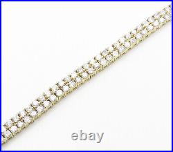 925 Sterling Silver Shiny Cubic Zirconia Gold Plated Tennis Bracelet BT6068