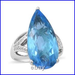 925 Sterling Silver Skyblue Topaz Cubic Zirconia CZ Promise Ring Ct 19.9