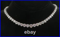 925 Sterling Silver Sparking Cubic Zirconia Graduated Chain Necklace NE1739