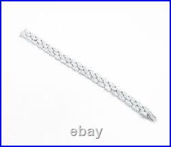 925 Sterling Silver Sparkling Cubic Zirconia 3 Row Chain Bracelet BT1931