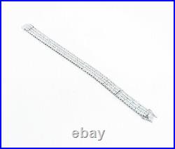 925 Sterling Silver Sparkling Cubic Zirconia 3 Row Chain Bracelet BT2611