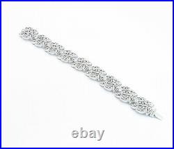 925 Sterling Silver Sparkling Cubic Zirconia Floral Chain Bracelet BT2370