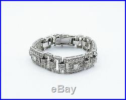 925 Sterling Silver Sparkling Cubic Zirconia Square Chain Bracelet B7154