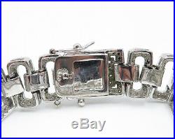 925 Sterling Silver Sparkling Cubic Zirconia Square Chain Bracelet B7154