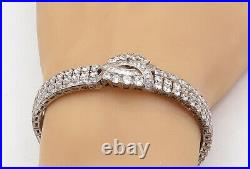 925 Sterling Silver Sparkling Cubic Zirconia Swirl Chain Bracelet BT2259