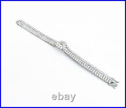 925 Sterling Silver Sparkling Cubic Zirconia Swirl Chain Bracelet BT2259