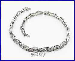 925 Sterling Silver Sparkling Cubic Zirconia Wavy Link Chain Necklace N2333