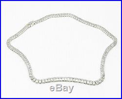 925 Sterling Silver Sparkling Half Bezel Cubic Zirconia Tennis Necklace- N2307
