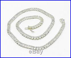 925 Sterling Silver Sparkling Half Bezel Cubic Zirconia Tennis Necklace- N2307