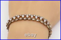925 Sterling Silver Sparkling Marquise Cubic Zirconia Chain Bracelet BT3178
