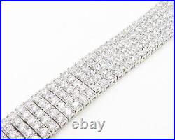 925 Sterling Silver Sparkling Prong Set Cubic Zirconia Chain Bracelet BT6838