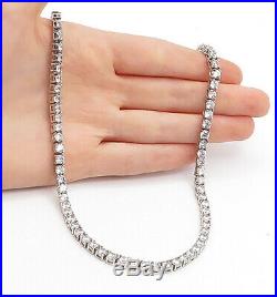 925 Sterling Silver Sparkling Round Cut Cubic Zirconia Tennis Necklace N3160