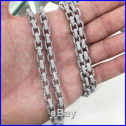 925 Sterling Silver Special Design Chain Gents FULL Cubic Zirconia Stones