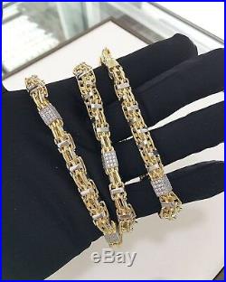 925 Sterling Silver Special Design Chain With CZ Cubes Cubic White&Yellow