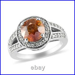 925 Sterling Silver Sphalerite Cubic Zirconia CZ Halo Ring Gift Ct 3.3