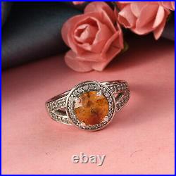 925 Sterling Silver Sphalerite Cubic Zirconia CZ Halo Ring Gift Ct 3.3