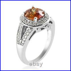 925 Sterling Silver Sphalerite Cubic Zirconia CZ Halo Ring Gift Ct 3.3