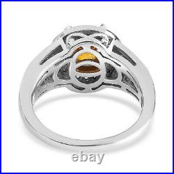 925 Sterling Silver Sphalerite Cubic Zirconia CZ Halo Ring Gift Ct 3.3