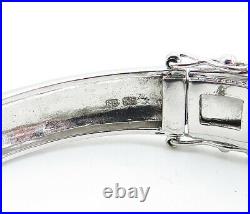 925 Sterling Silver Topaz Peridot & Cubic Zirconia Bangle Bracelet BT2267