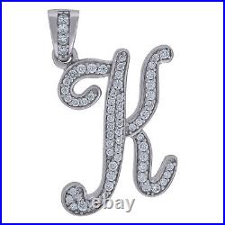 925 Sterling Silver Unisex Cubic-Zirconia Initial Letter K Charm Pendant