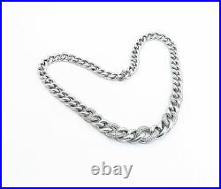 925 Sterling Silver Vintage Cubic Zirconia Curb Link Chain Necklace NE1124