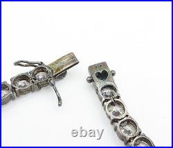 925 Sterling Silver Vintage Cubic Zirconia Dark Tone Chain Necklace NE1016