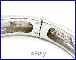 925 Sterling Silver Vintage Cubic Zirconia Hammered Bangle Bracelet B3287