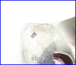 925 Sterling Silver Vintage Pink Cubic Zirconia Heart Cuff Bracelet B8689