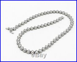 925 Sterling Silver Vintage Sparkling Cubic Zirconia Tennis Necklace N2290