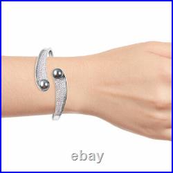 925 Sterling Silver White Cubic Zirconia CZ Bangle Cuff Bracelet Size 8 Ct 4.9