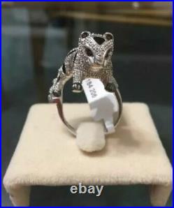 925 Sterling Silver White Panther Leopard Ring Cubic Zirconia Women's Ring