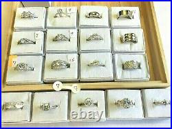 925 Sterling Silver Wholesale Lot 81 Rings -Rhodium Plated -Cubic Zirconia